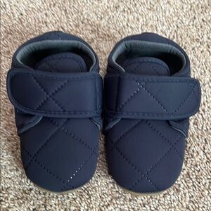 Blue Quilted Baby Walker Shoes with Velcro